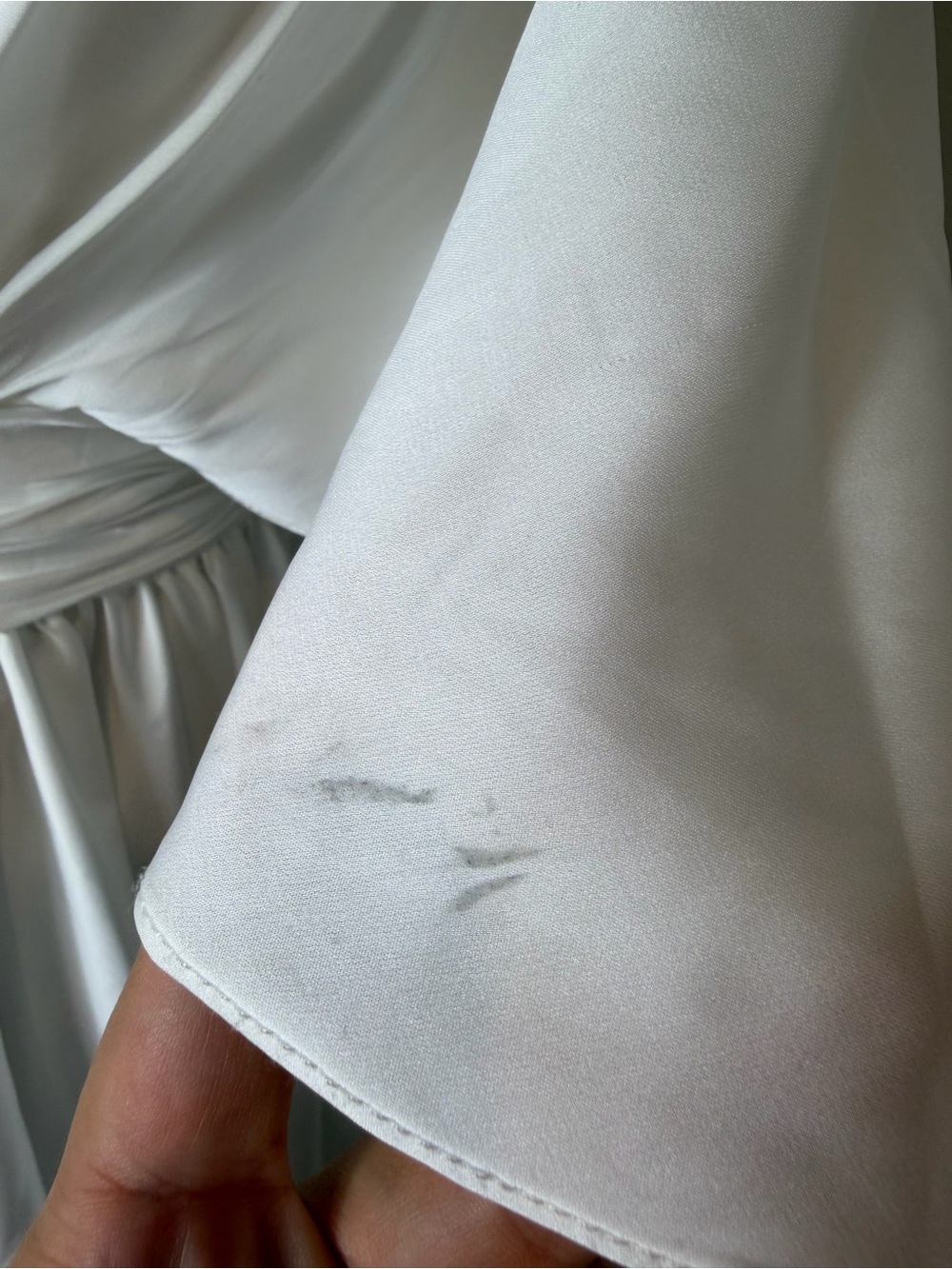 IEENA for Mac Duggal White Satin Cape Sleeve Mini Dress NWT Size 4 Bridal - Picture 6 of 7